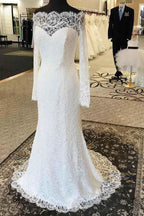 Mermaid Off-the-Shoulder Lace Wedding Dress with Long Sleeves WD248