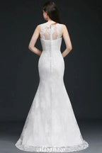 Mermaid Sweep Train Lace New Arrival Wedding Dresses with Buttons