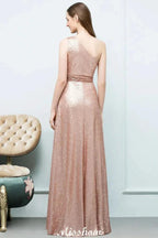 Misshow A-line Sequined One-shoulder Floor-Length Evening Dress Evening Dress