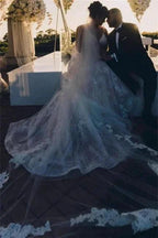 Modern V-neck Sleeveless A-line Wedding Dresses With Lace