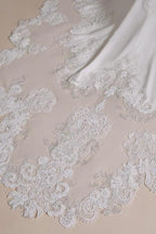 Modest Long Mermaid Halter Backless Satin Wedding Dresses with Appliques Lace