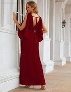 Numbersea Chiffon Bridesmaid Dresses with Split for Women Wedding Long Party Prom Gown Flutter Sleeve SEA28045