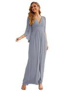 Numbersea Chiffon Bridesmaid Dresses with Split for Women Wedding Long Party Prom Gown Flutter Sleeve SEA28045