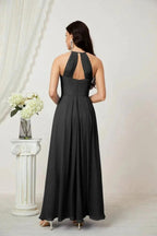 Numbersea Chiffon Halter Bridesmaid Dresses Long A-Line Formal Evening Dress 2805