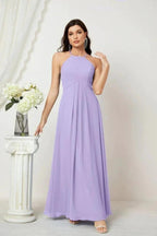 Numbersea Chiffon Halter Bridesmaid Dresses Long A-Line Formal Evening Dress 2805