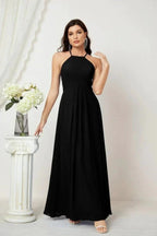 Numbersea Chiffon Halter Bridesmaid Dresses Long A-Line Formal Evening Dress 2805