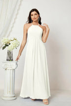 Numbersea Chiffon Halter Bridesmaid Dresses Long A-Line Formal Evening Dress 2805