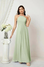 Numbersea Chiffon Halter Bridesmaid Dresses Long A-Line Formal Evening Dress 2805
