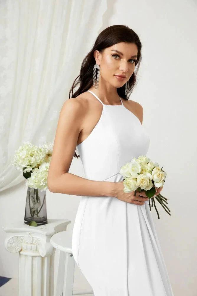 Numbersea Chiffon Halter Bridesmaid Dresses Long A-Line Formal Evening Dress 2805