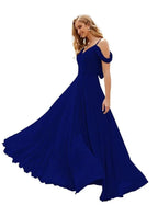 Numbersea Cold Shoulder Chiffon Bridesmaid Dresses Long Maxi Formal Prom Gowns for Women Party  SEA28059