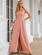 Numbersea One Shoulder Chiffon Bridesmaid Dresses Long Formal Homecoming Prom Gowns for Women Party Wedding Evening SEA28052
