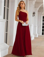 Numbersea One Shoulder Chiffon Bridesmaid Dresses Long Formal Homecoming Prom Gowns for Women Party Wedding Evening SEA28052