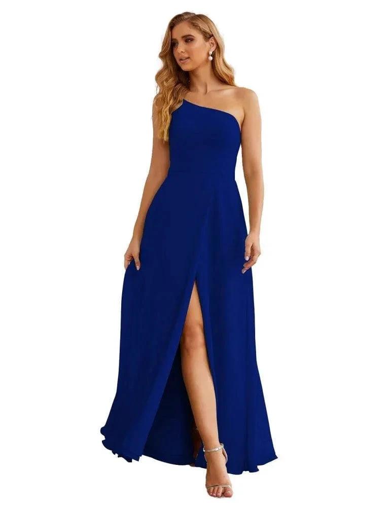 Numbersea One Shoulder Chiffon Bridesmaid Dresses Long Formal Homecoming Prom Gowns for Women Party Wedding Evening SEA28052