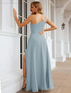 Numbersea One Shoulder Chiffon Bridesmaid Dresses Long Formal Homecoming Prom Gowns for Women Party Wedding Evening SEA28052