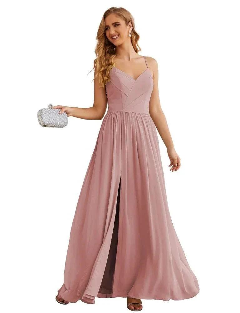 Numbersea Spaghetti Strap Bridesmaid Dresses Long Formal Party Prom Gowns 28060