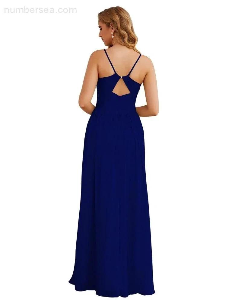 Numbersea Spaghetti Strap Bridesmaid Dresses Long Formal Party Prom Gowns 28060