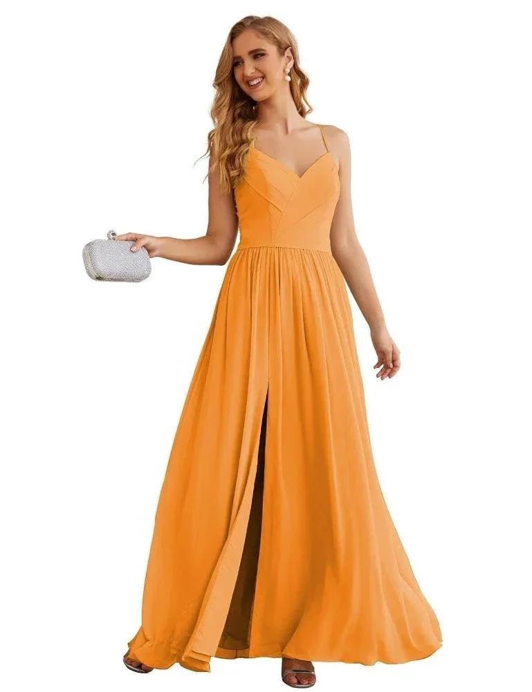 Numbersea Spaghetti Strap Bridesmaid Dresses Long Formal Party Prom Gowns 28060