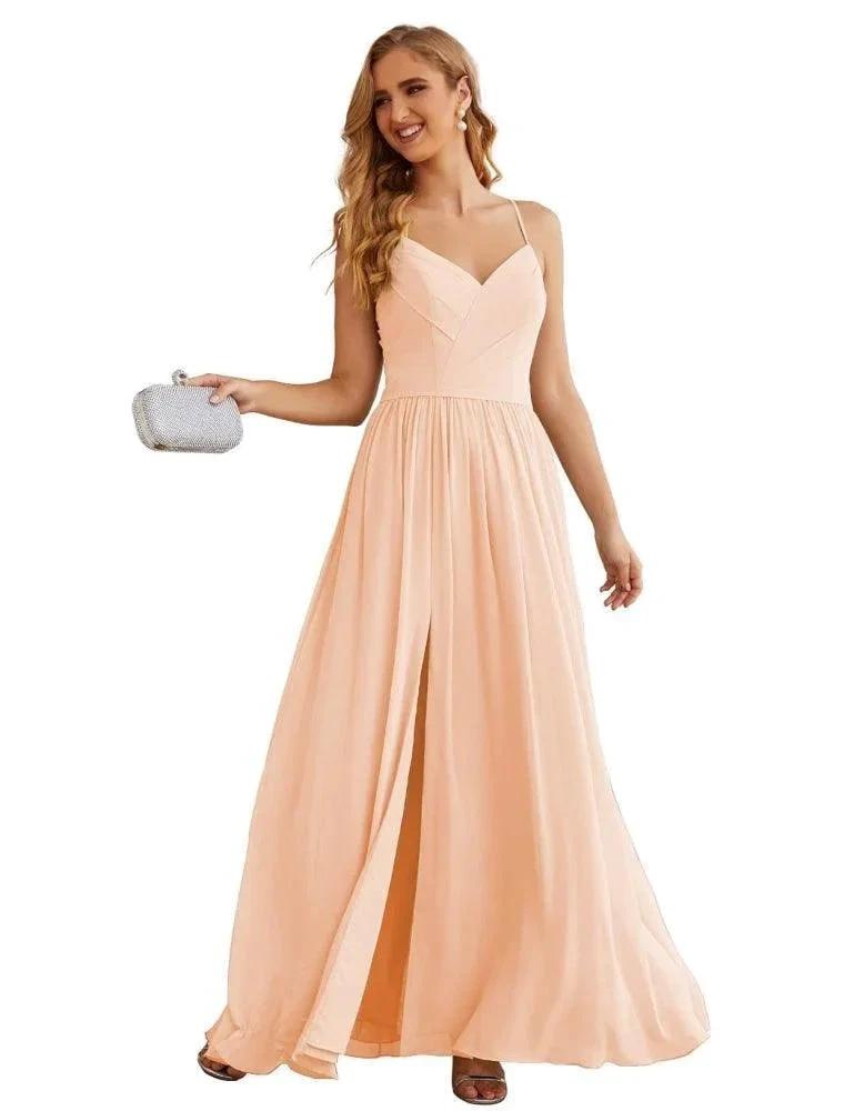 Numbersea Spaghetti Strap Bridesmaid Dresses Long Formal Party Prom Gowns 28060