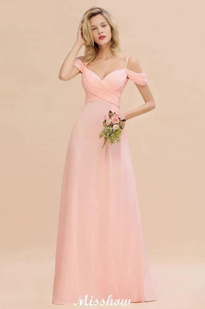 Off Shoulde straps Aline Bridesmaid Dress Chiffon Maid of Honor Dress