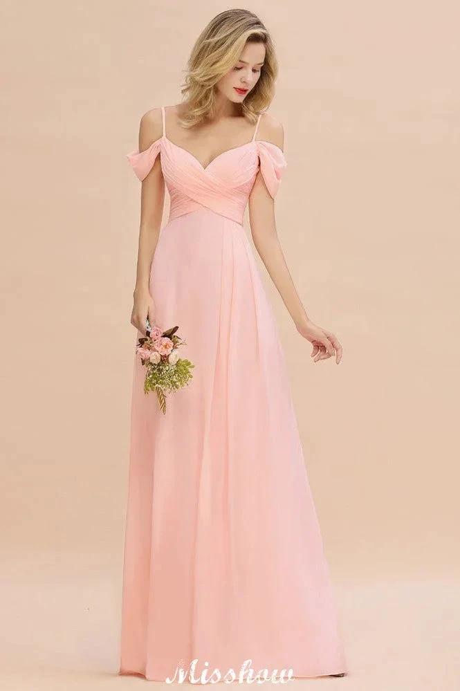 Off Shoulde straps Aline Bridesmaid Dress Chiffon Maid of Honor Dress