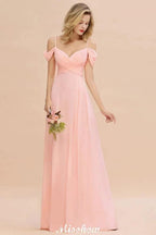 Off Shoulde straps Aline Bridesmaid Dress Chiffon Maid of Honor Dress