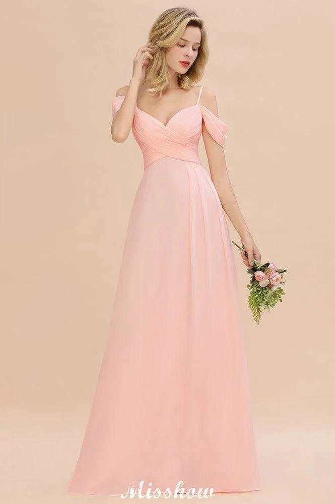 Off Shoulde straps Aline Bridesmaid Dress Chiffon Maid of Honor Dress