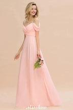 Off Shoulde straps Aline Bridesmaid Dress Chiffon Maid of Honor Dress