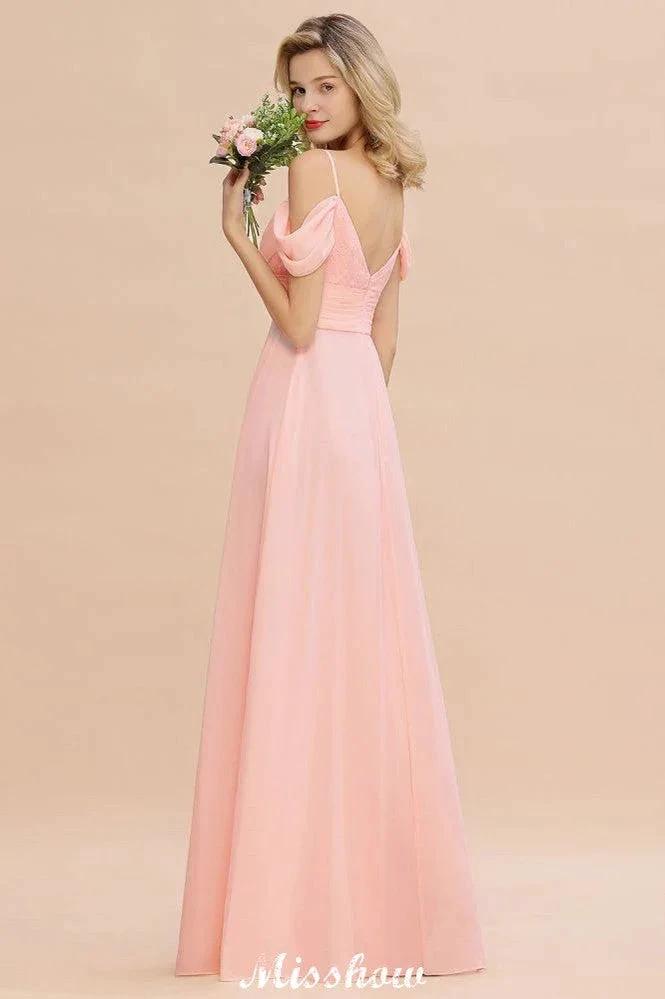 Off Shoulde straps Aline Bridesmaid Dress Chiffon Maid of Honor Dress