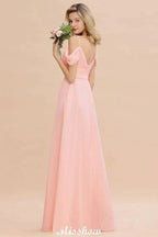 Off Shoulde straps Aline Bridesmaid Dress Chiffon Maid of Honor Dress