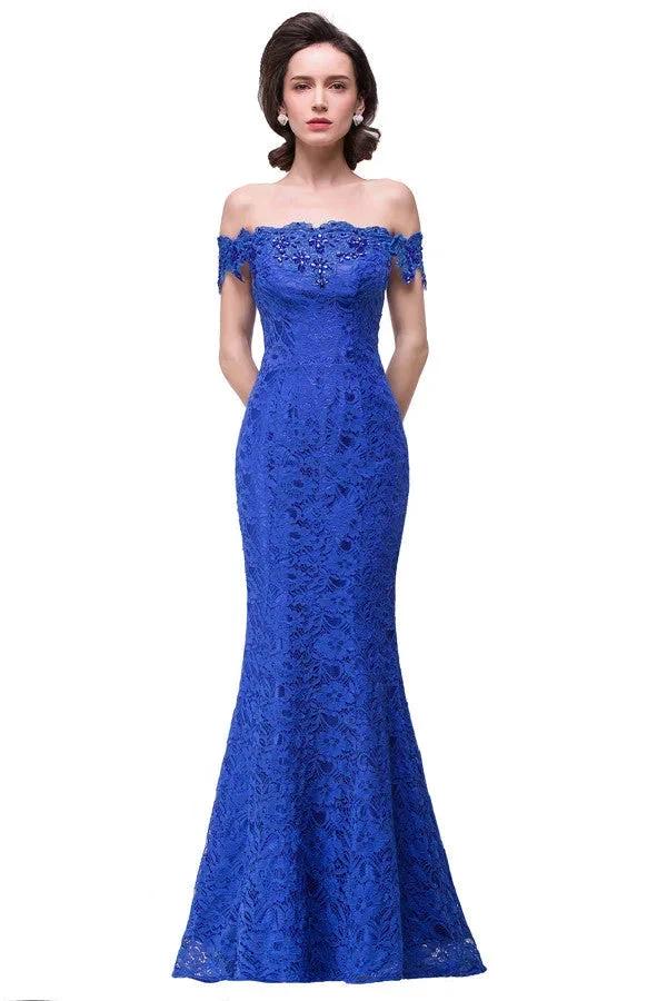 Off-the-shoulder Floor-length Lace Mermaid Bridesmaid Dresses