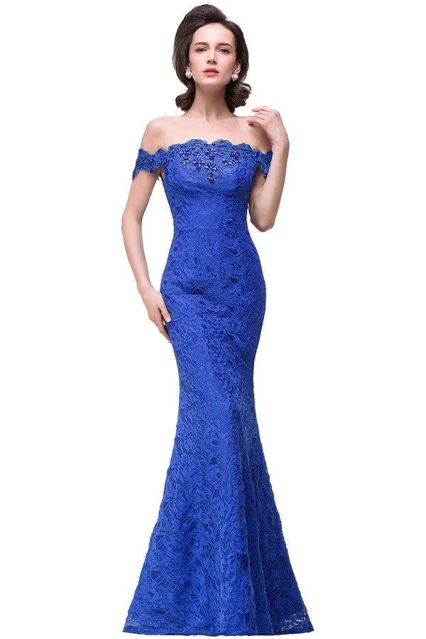 Off-the-shoulder Floor-length Lace Mermaid Bridesmaid Dresses