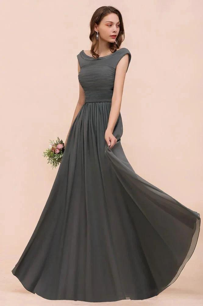 Off the Shoulder Front Side Split Bridesmaid Dress A-line Wedding Guest Dress
