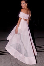 Off-the-Shoulder High Low Sleeveles Organza Homecoming Dress PD072