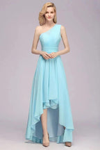 One Shoulder A-line Hi-lo Chiffon Bridesmaid Dresses for Women