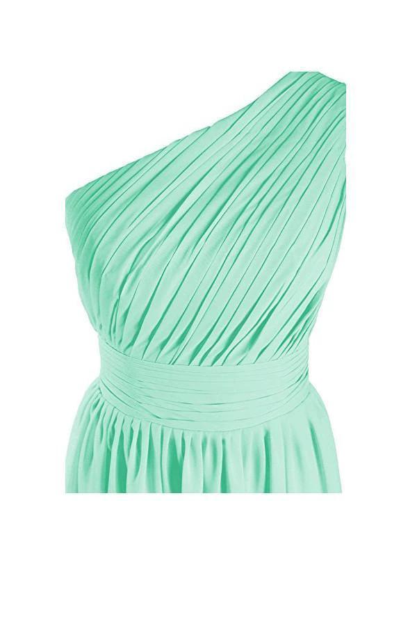 One Shoulder Bridesmaid Dresses Chiffon Prom Evening Dress BD008