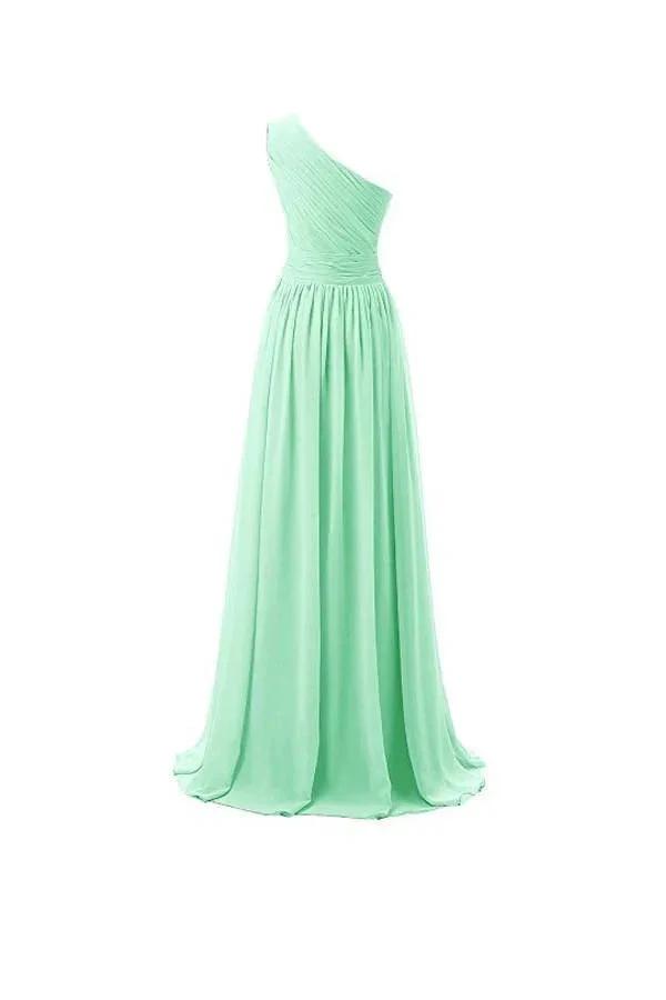 One Shoulder Bridesmaid Dresses Chiffon Prom Evening Dress BD008