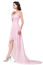 Pink A-line Hi-Lo Sweetheart Ruffle Chiffon Bridesmaid Dresses