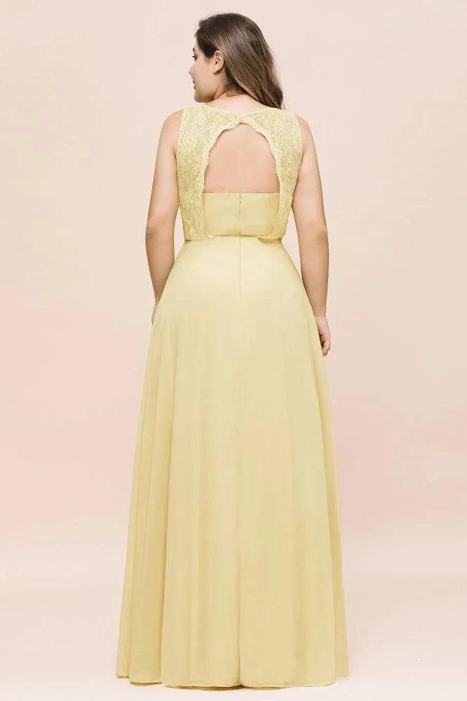 Plus Size Floral A-line Bridesmaid Dress Sleeveless Evening Maxi Dress for Girls Women
