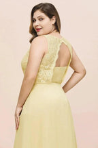 Plus Size Floral A-line Bridesmaid Dress Sleeveless Evening Maxi Dress for Girls Women