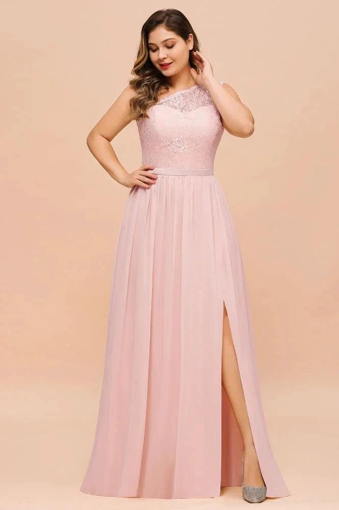 Plus Size Sleeveless aline Bridesmaid Dress Long Side Split Wedding Party Dress
