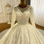 Princess Elegant A-line Long Sleeves Lace Wedding Dress With Train