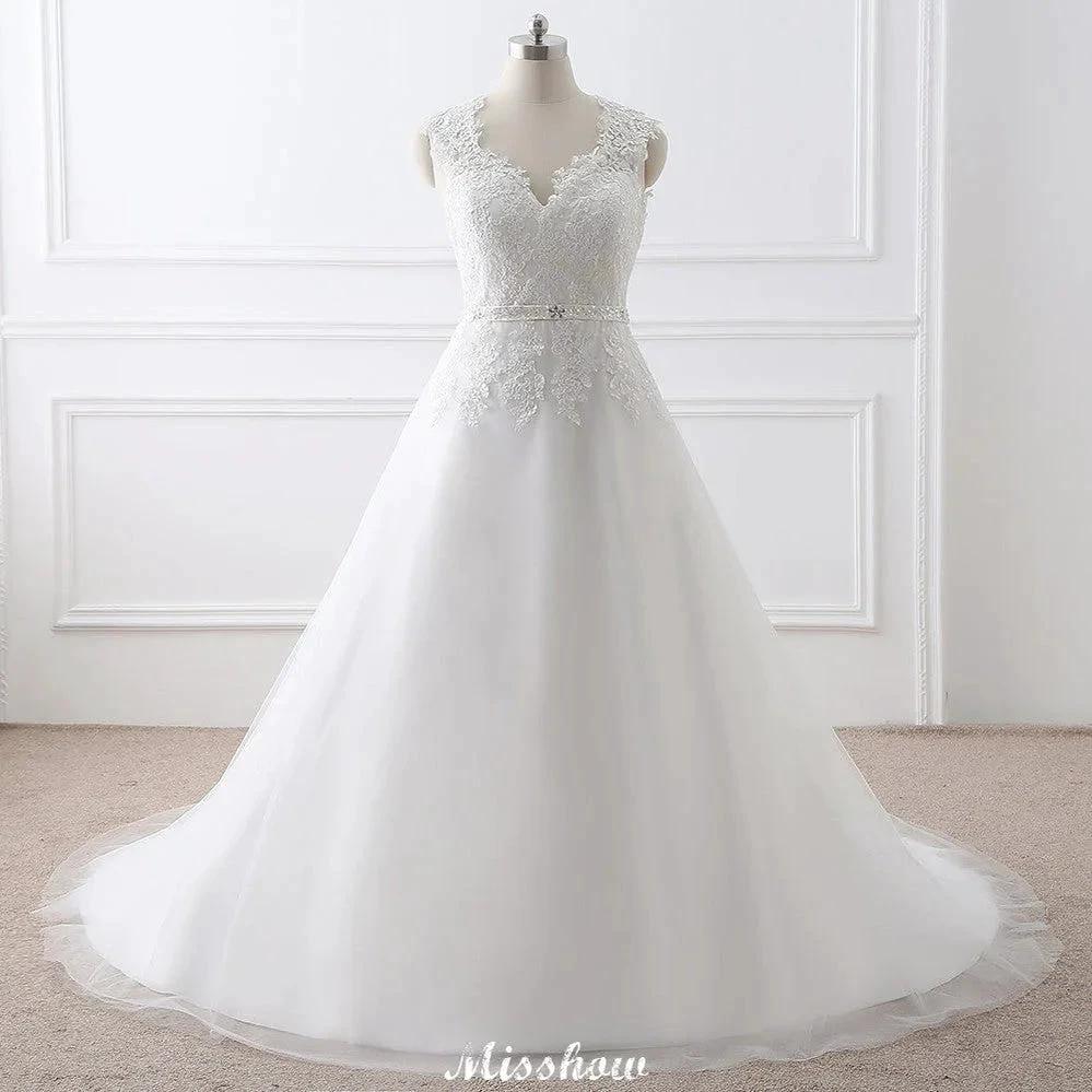 Princess Lace V-neck Tulle Elegant Wedding Dress