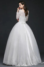 Princess Scoop Tulle White Wedding Dress With Lace