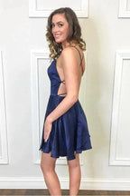 Princess Straps Short Prom Dress Burgundy Homecoming Dress PD318