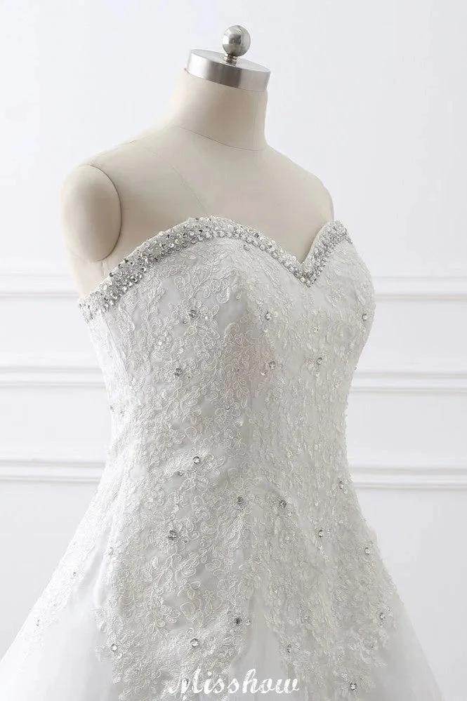 Princess Sweetheart Tulle Wedding Dress With Lace