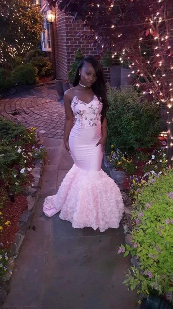 Classy Pink Mermaid Evening Dress Charming Pink Evening Gown Y940