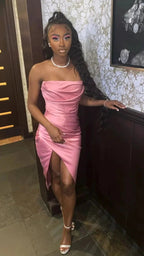 Pink 19th Birthday Dress Outfit Black Girl Lovely Pink Strapless Homecoming Dress Y643