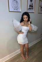 Women's Mini Dress Elbow Sleeve Elastic Dress Short Homecoming Dress Y651