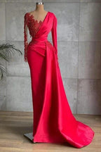 Red Long Prom Dresses | Evening dresses with sleeves