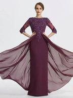 A-Line/Princess Jewel Neck Floor-Length Mother of the Bride Dresses